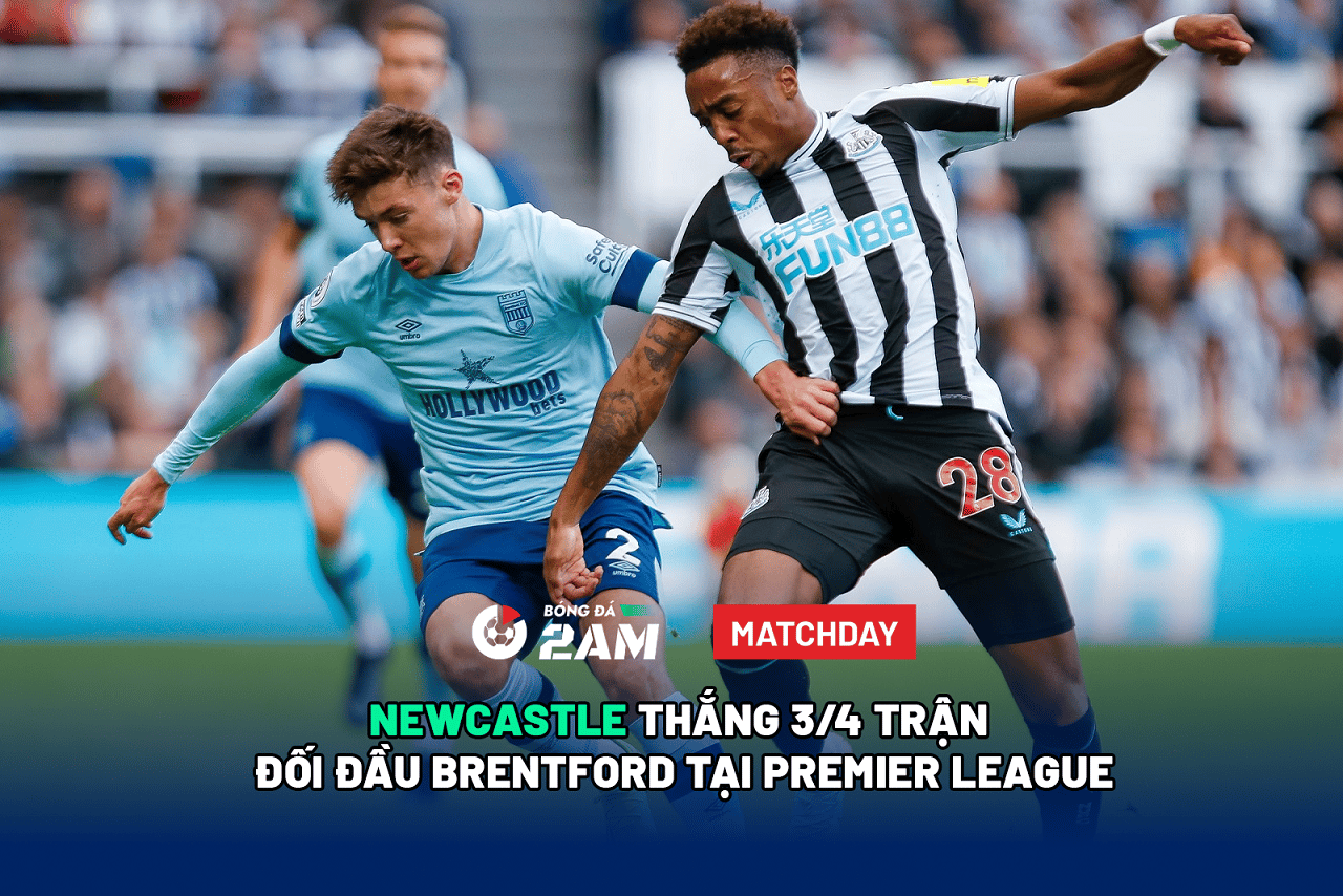 Newcastle thắng 3/4 trận đối đầu Brentford tại Premier League. 