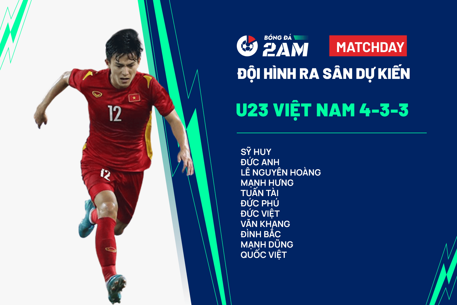 U23 Việt Nam vs U23 Ả rập Saudi đội hình 1
